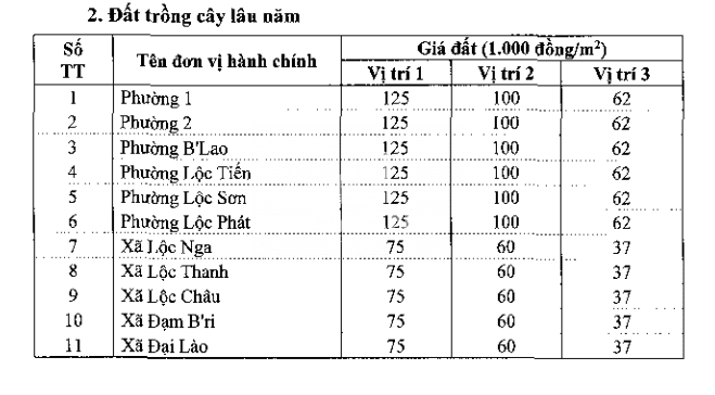 Bảng giá đất Bảo Lộc - 2